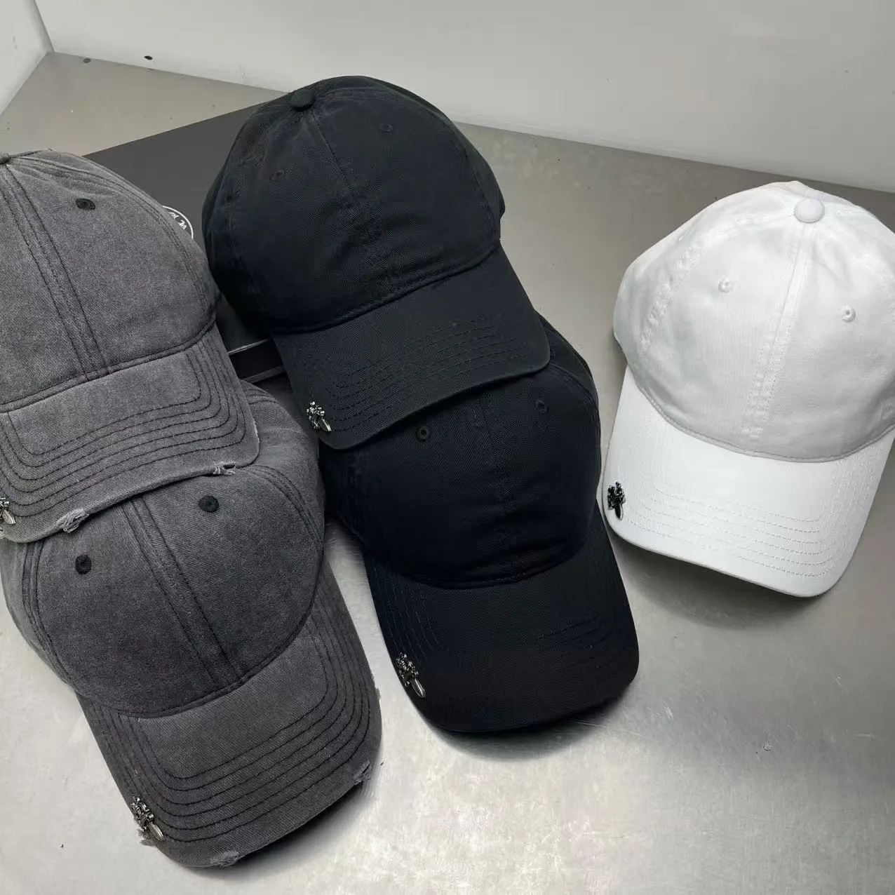 Crow Heart Distressed Soft Top Baseball Cap